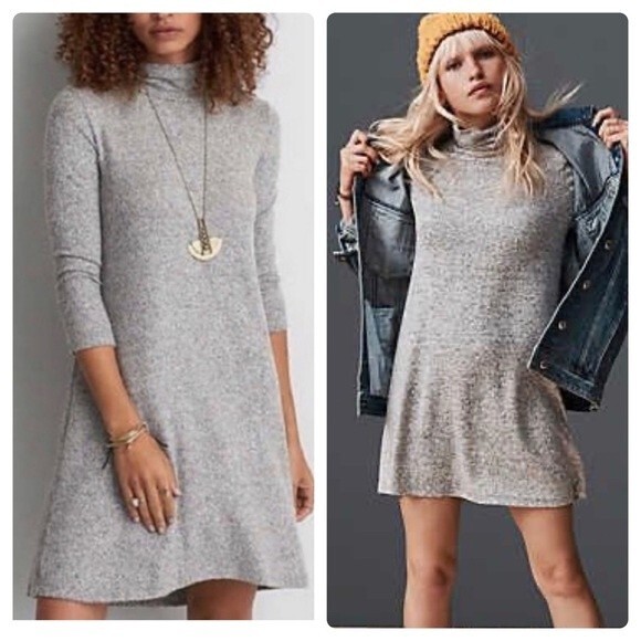 American Eagle long sleeve soft gray turtleneck dress size small - Picture 1 of 6